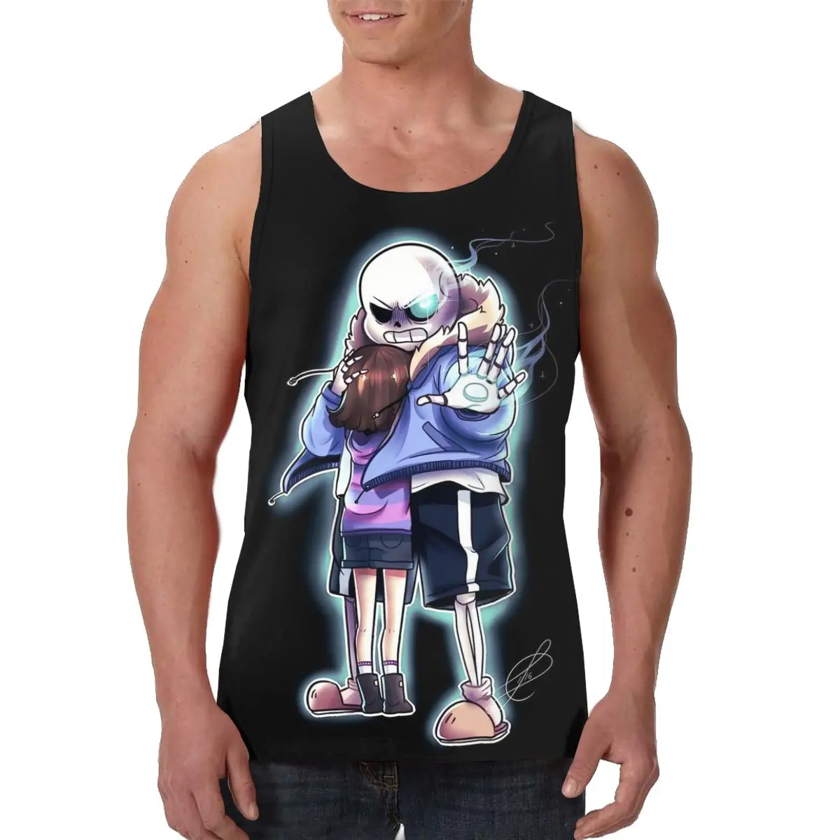 

Undertale Sans Tank Top Men Bodybuilding singlet Gyms Sleeveless Shirt Blank Fitness Clothing Sportwear Muscle Vest