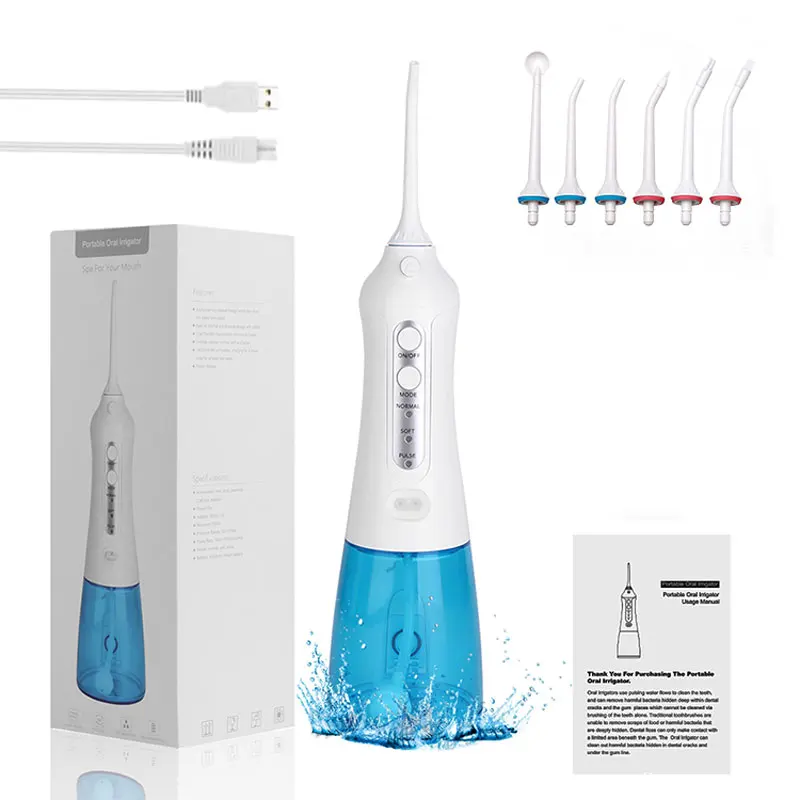 

Water Flosser Cordless Dental Oral Irrigator with DIY 3 Modes, 6 Jets, 300ML IPX7 Waterproof Rechargeable Teeth Cleaner with Gra