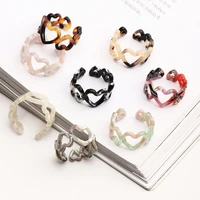 new korea colorful heart rings hollow open resin plastic rings for women girls party travel jewelry gifts