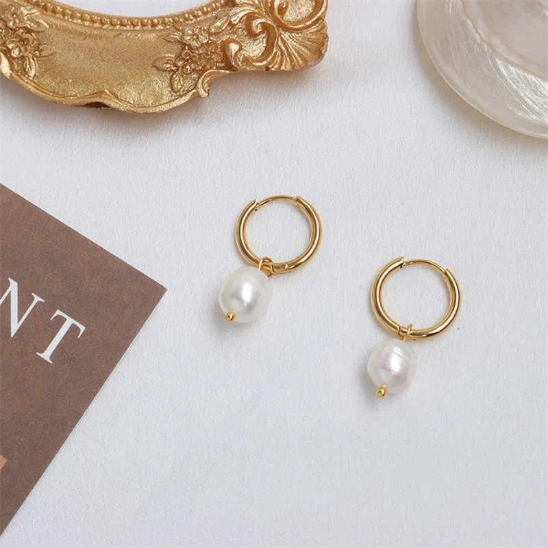 Низкая цена пресноводный жемчуг Хооп Серьги женские аксессуары нержавеющая