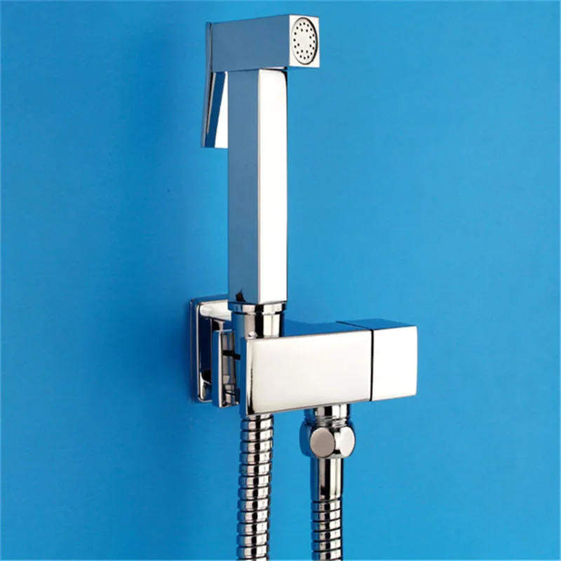 Смесители для биде латунные одиночные холодной воды Туалет угловой клапан ручной гигиенический душ насадка для мытья распылительная аэрография кран настенный - Цвет: Chrome