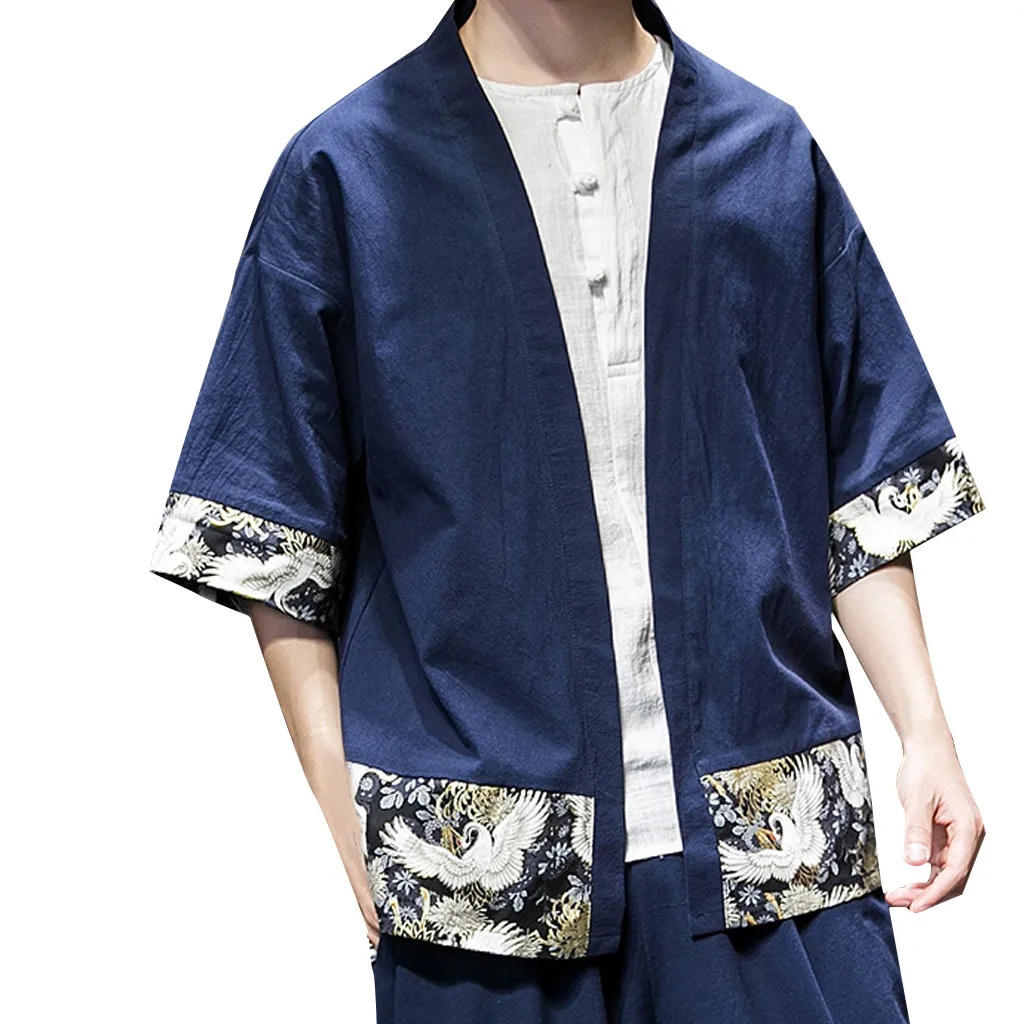 Мужской кардиган с национальным принтом свободная таоистская одежда kata топы