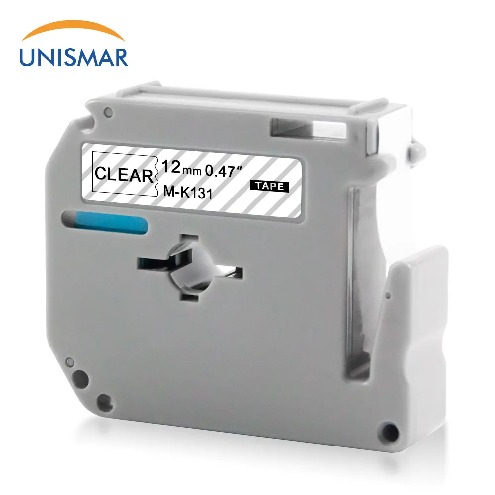 Unismar этикетки ленты M-K131 MK-131 MK131 12 мм черный на прозрачном совместимы для Brother PT-M95 PT-65 PT-70 PT-80 PT-85 PT-90 принтер