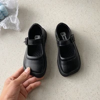 childrens girls girls pure black casual soft sole comfortable breathable small pu leather shoes spring autumn pricess shoes