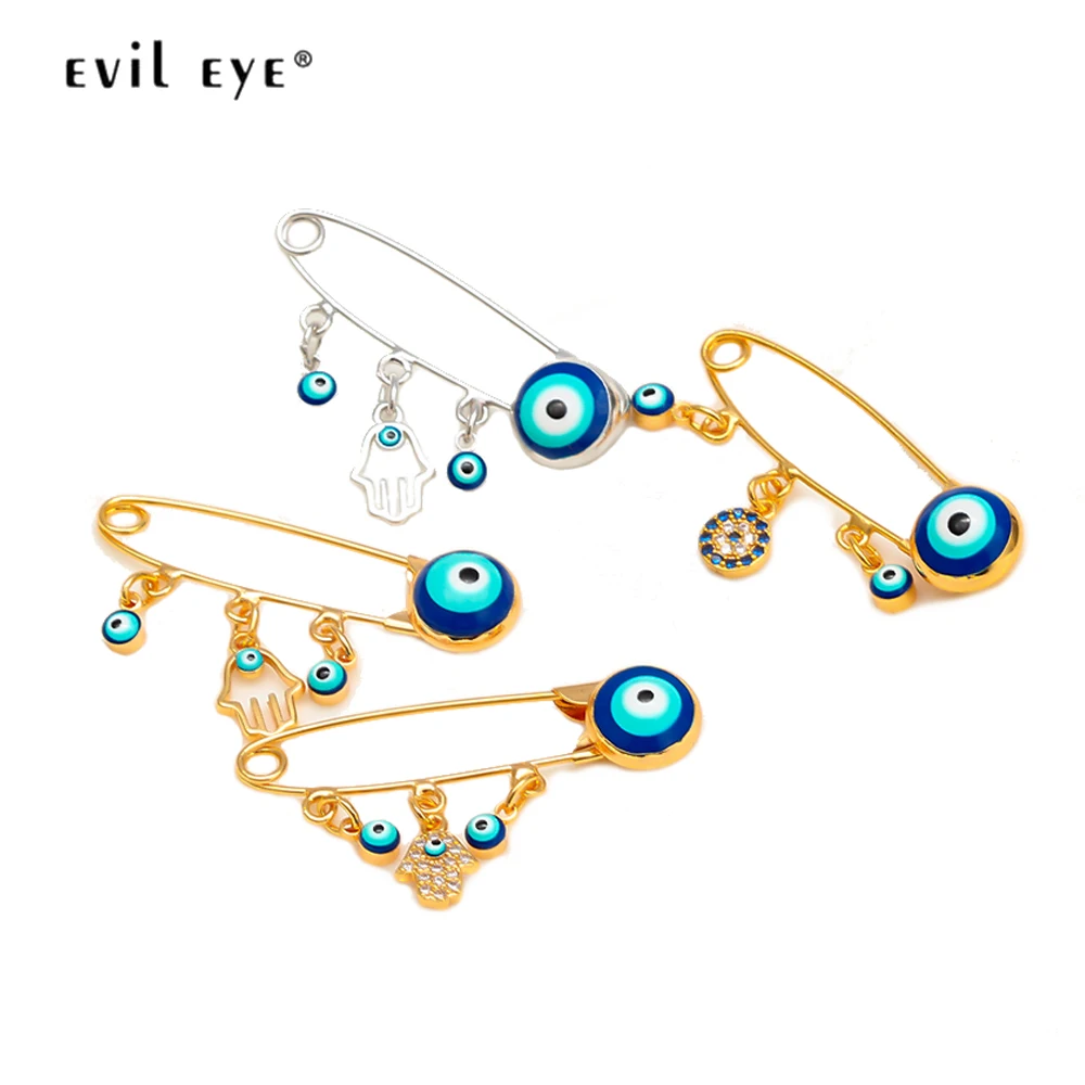 EVIL EYE полые Хамса рука амулет Брошь Золотой Серебряный цвет подвеска с микрозакрепкой Брошь булавка модные украшения для женщин мужчин EY6527