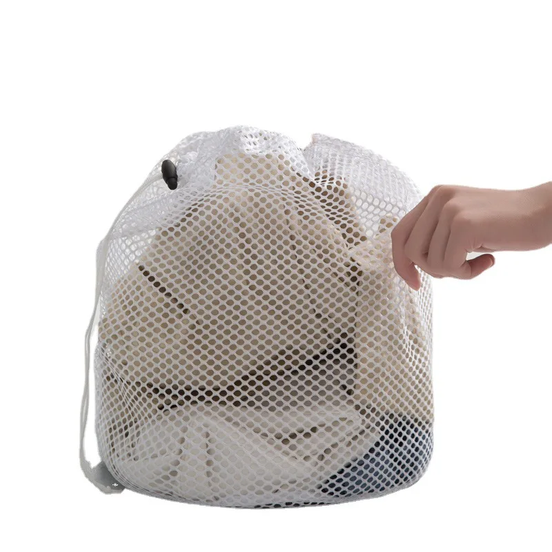 Laundry Mesh Bags Drawstring Net Laundry Saver Mesh Washing Pouch Strong Washing Machine Thicken Net Bag Laundry Bra Aid Pack maikoudai women mesh cosmetic toilet pouch bags travel laundry washing storeage makeup cases