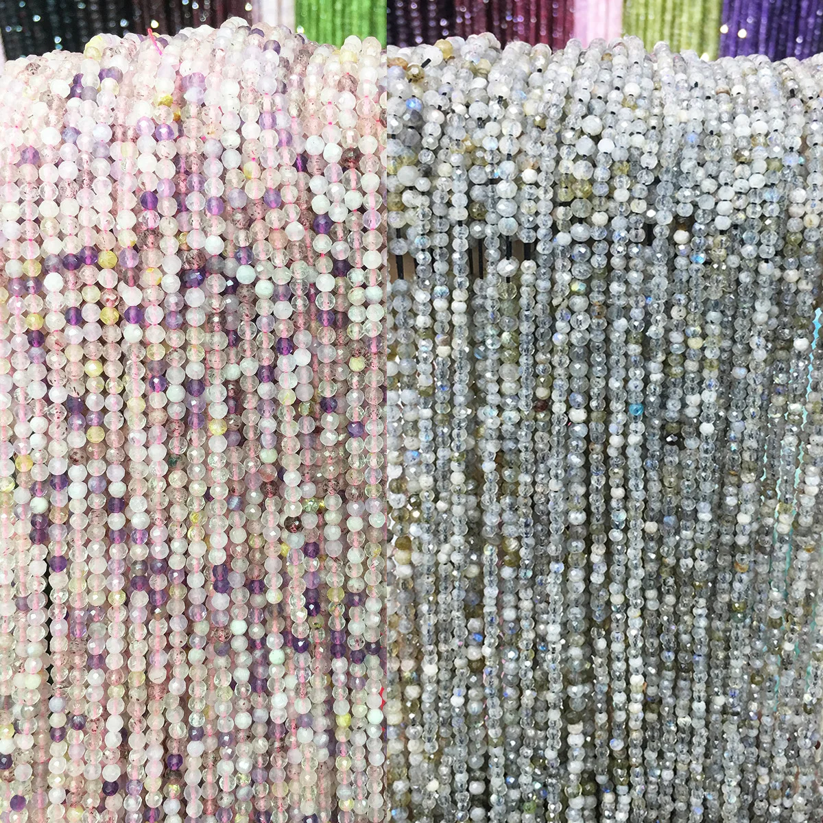 Граненые бусины с натуральным клубничным кристаллом 2 мм 3 граненые блестящие