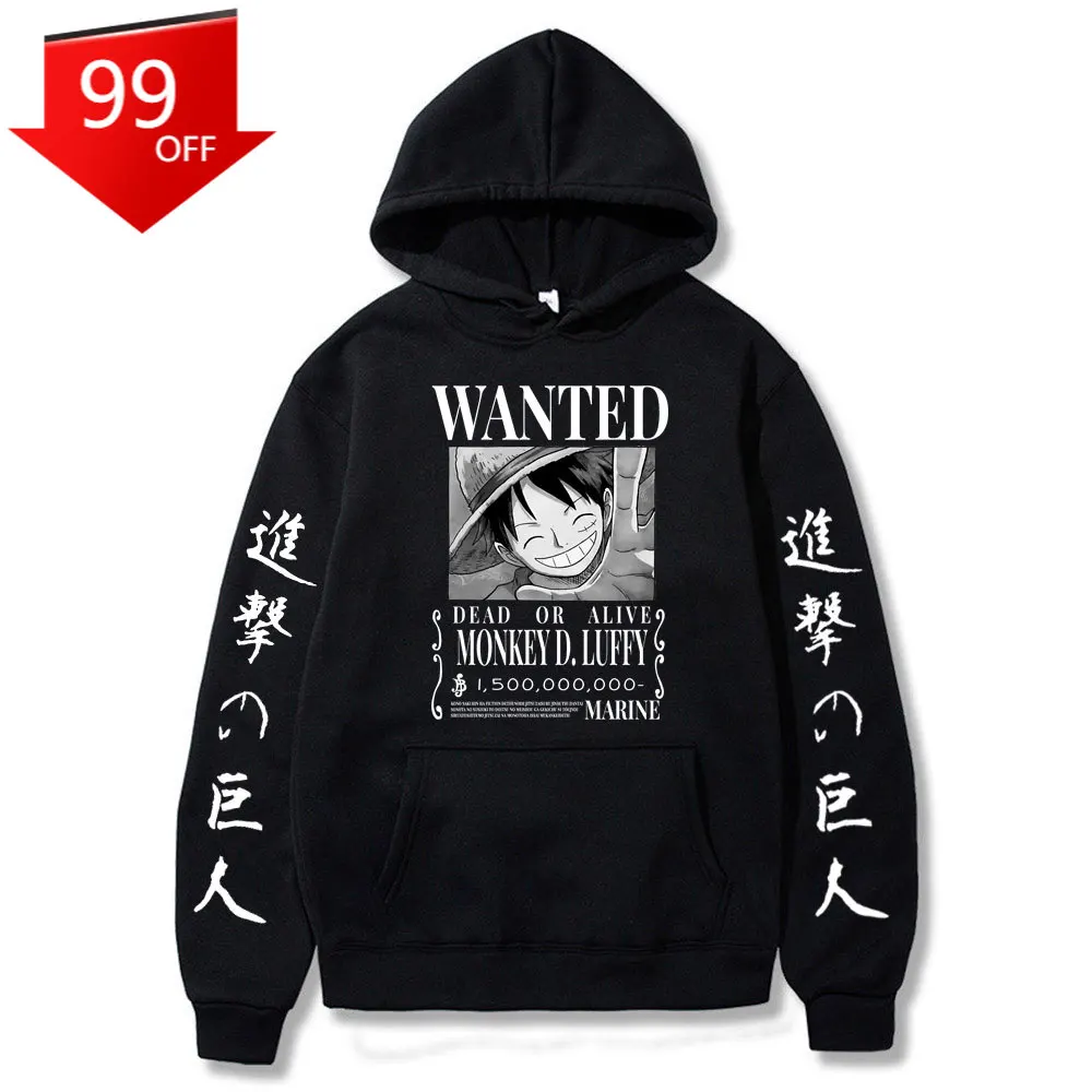 

Attack on Titan One Piece Luffy Hoodie Men Fashion Homme Fleece Hoodies Japanese Anime Printed Male Streetwear Oversized Clothes