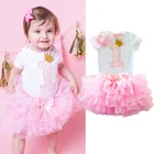Платье-пачка с цветочным принтом для девочек, на крестины, на 1 год, платье на первый день рождения