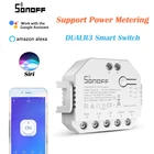 Умный переключатель SONOFF DUAL R3 с Wi-Fi, двухканальный релейный модуль с таймером, монитор питания через eWeLink Siri Alexa Google Home Automation