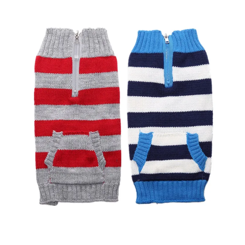 Женская одежда для собак свитер в полоску теплая куртка мягкая трикотажная