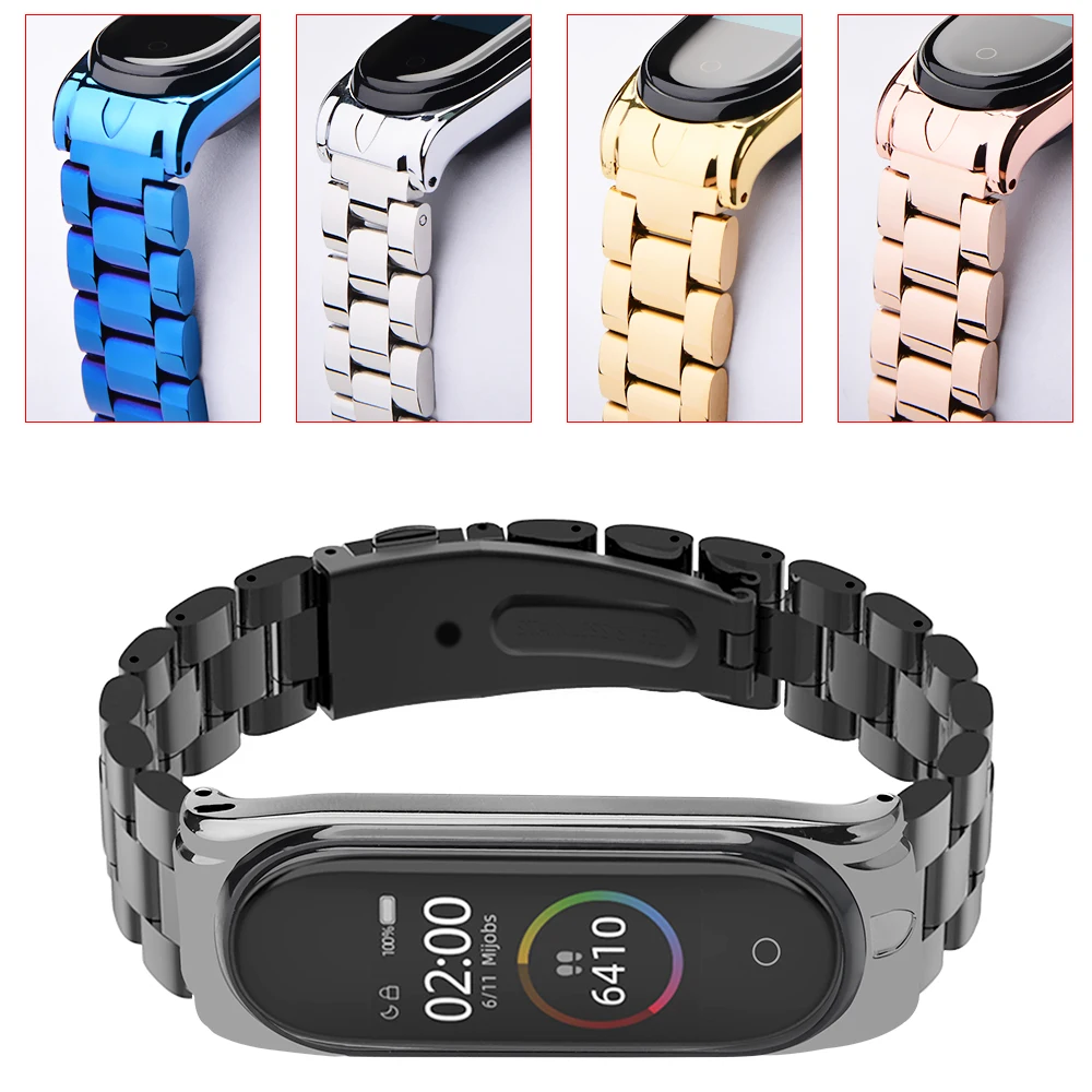 Ремешок mi band 4 из нержавеющей стали для Xiaomi mi band 3 4, умный Браслет, металлический ремешок для часов Xiao mi Band4 mi 4, умные аксессуары
