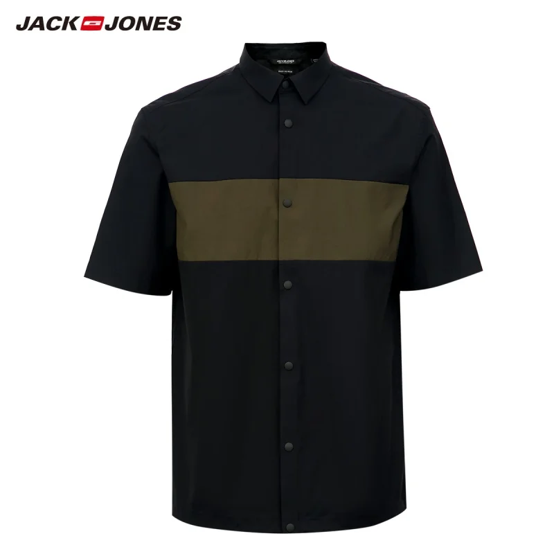 Мужская рубашка с короткими рукавами JackJones свободная контрастная из 100% хлопка