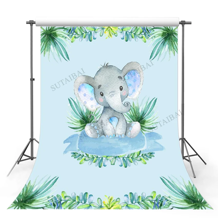 

5X7 футов персонализированный цветочный серый ребенок слон детский душ Bash пользовательский детский день рождения Фотофон винил