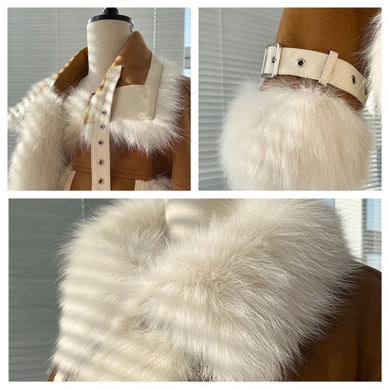 LUXUV Fahion New Sweet Vintage Coat Japanese Style Double Pockets Woman Jacket 2022 Warm Fur Collar Zip Femme Tops Design Lady