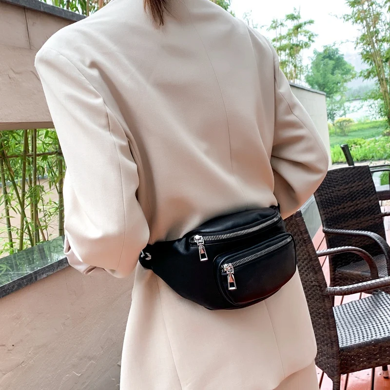 

Fashion New PU Waist Bag Solid Color Shoulder Bag Versatile Running Sports Coin Purse