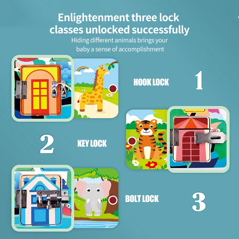 

Children Wooden Educational Toys Shape Color Match Cognition Educational Game Montessori Toy Open Lock Board Lock Puzzle Gift