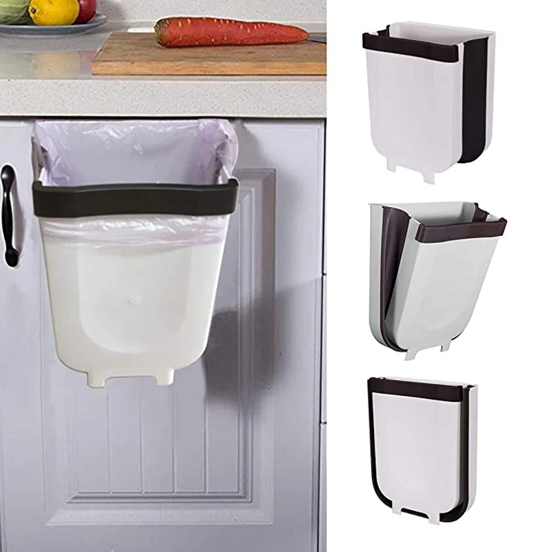 Car Hanging Trash Can Collapsible Small Garbage Bin for Cabinet Cupboard DoorGallon Portable Folding Waste Container | Автомобили и
