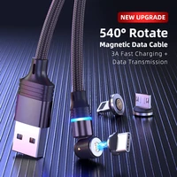 540 rotate magnetic cable usb fast charging type c cable for iphone xiaomi magnet charge micro usb cable mobile phone data cord