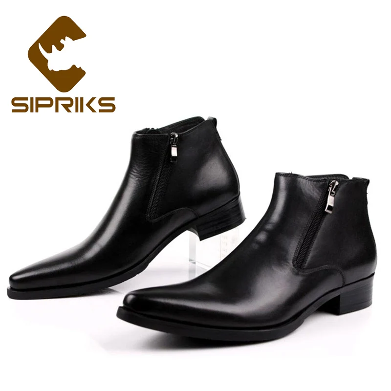 Sipriks 38 46 Коричневая Кожаная двойная молния Ковбойские сапоги мужские Черные