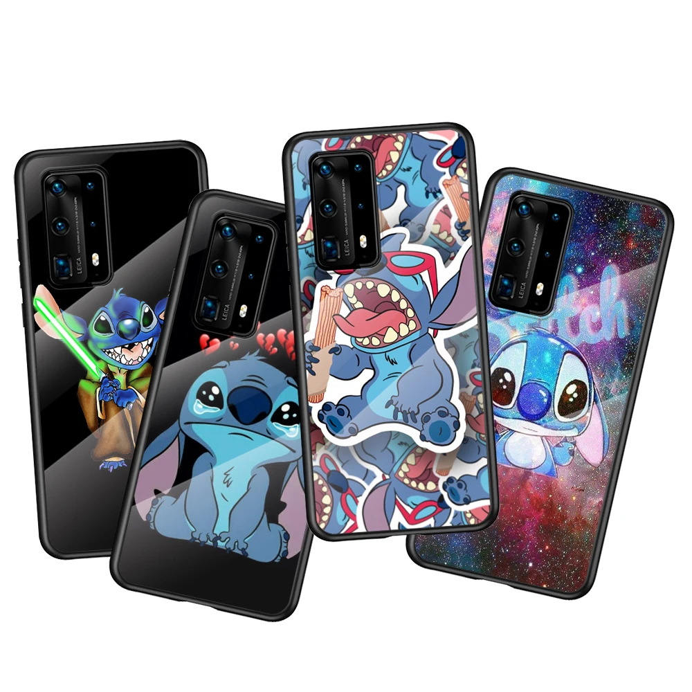 

Tempered Glass Cover Shockproof Shell Star Baby Stitch For Huawei P40 P30 P20 P10 Pro Plus Lite 5G 2019 Phone Case