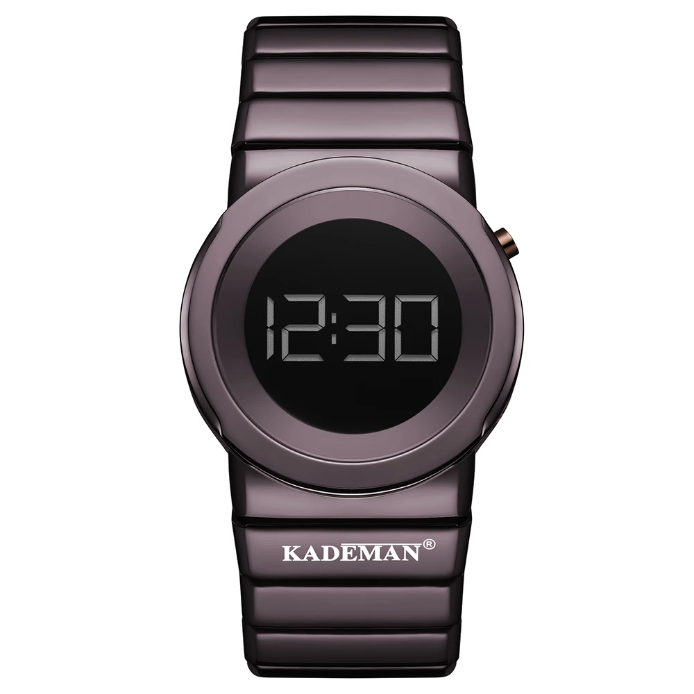 KM9052-7 KADEMAN Топ бренд стильный женский мини-чехол многоцветный Водонепроницаемый повседневные из нержавеющей стали простота Цифровые кварцевые женские часы - Цвет: KM9052-7
