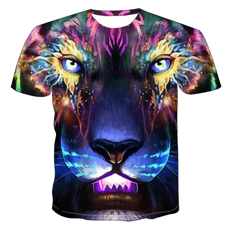 

2021 summer new men's 3D printing Animal Tiger T-shirt short sleeve fun design casual top t-shirt men's T-shirt xxs-6xl