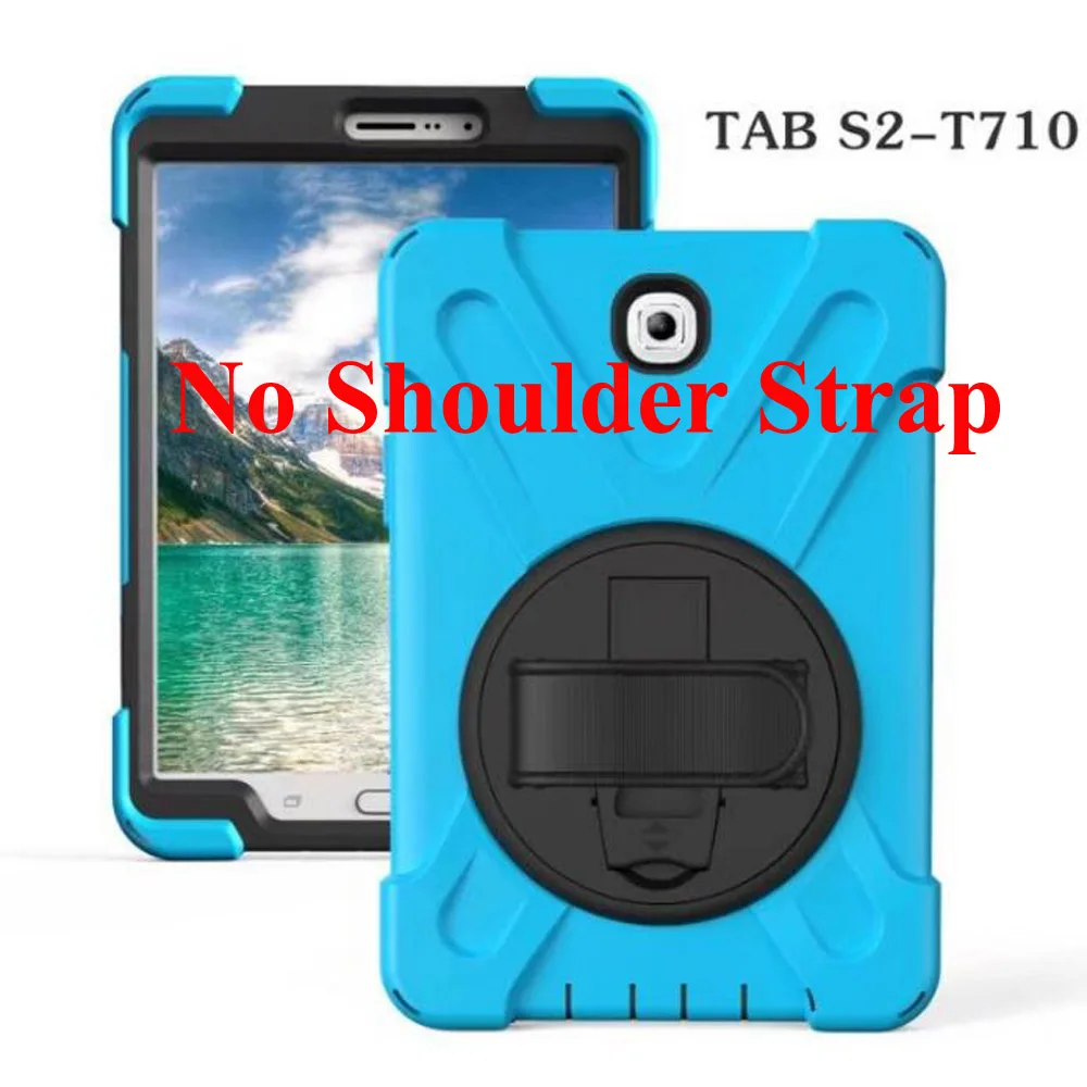 Sky blue Чехол для samsung GALAXY Tab S2 8,0 sm-t710 T715 T713 T719, вращающаяся подставка/ремешок для рук, сверхпрочный защитный чехол для всего тела - Цвет: Sky blue