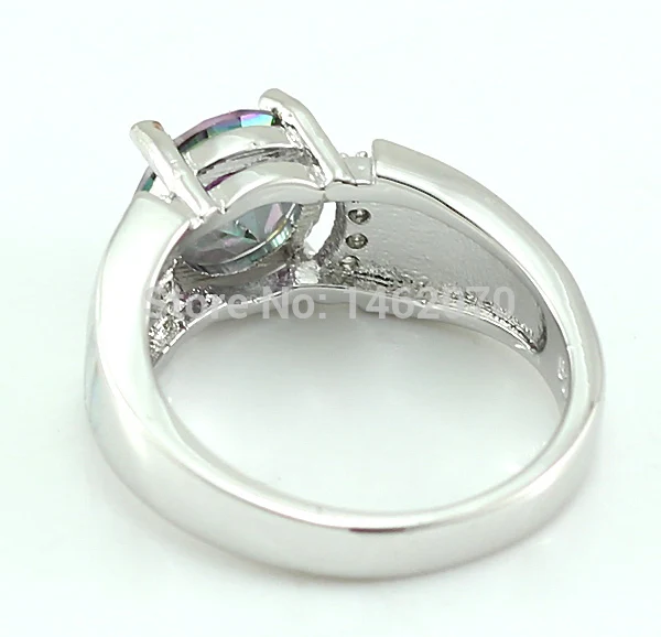 

Pretty Blue Fire Opal Rainbow Stone Copper Ring for Women OR686