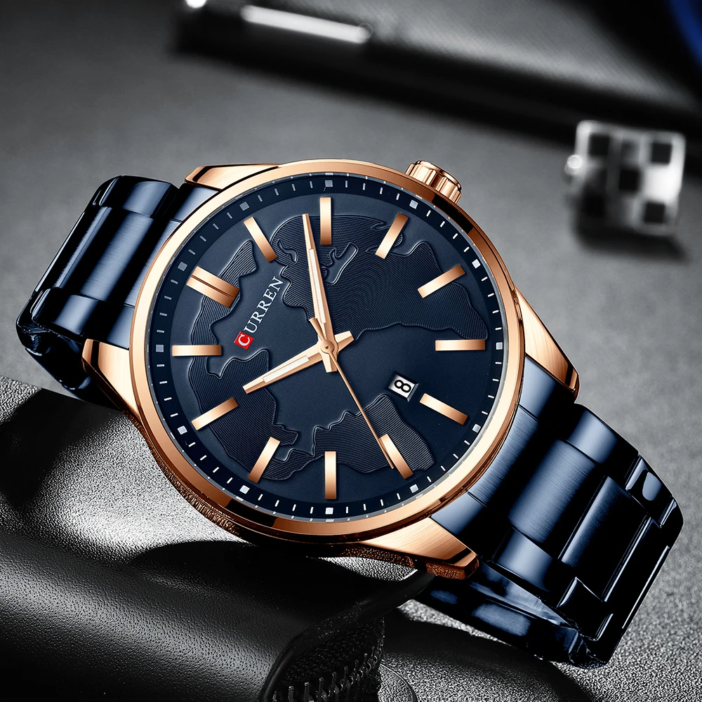 

Creative Design Dial Quartz Watch Stainless Steel Clock Male Business Men's Watch with Date Fashion Gift Reloj Hombres