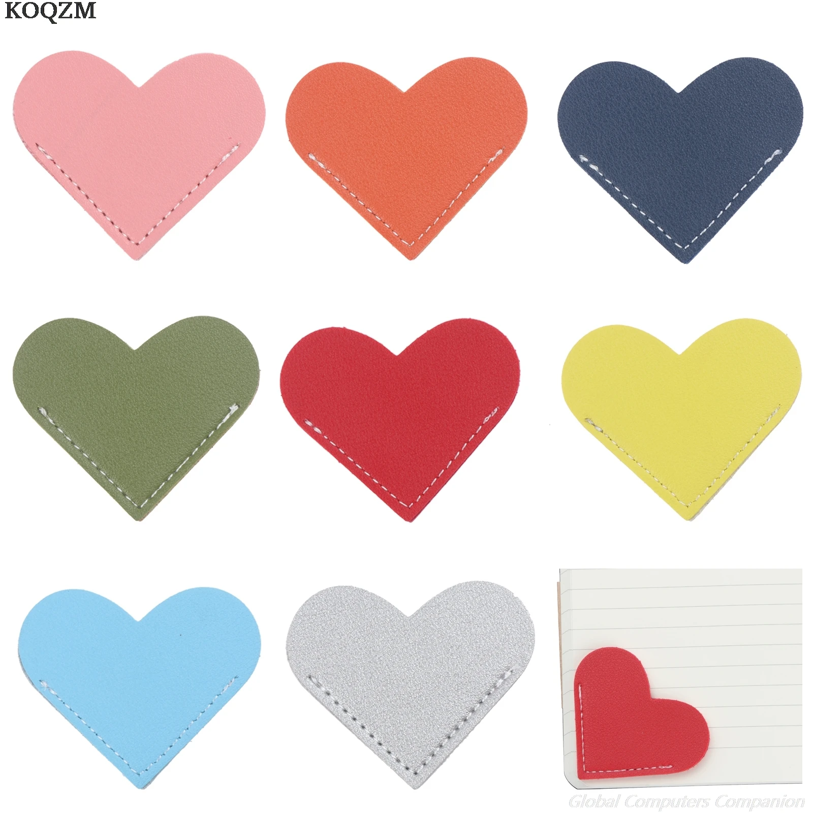 

8PCS Leather Heart Bookmarks Vintage Mini Corner Page Marker Genuine Leather Bookmark for Reader Teacher Gift