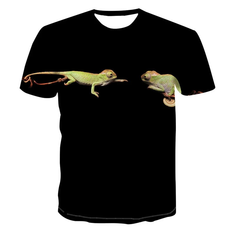 

2021 3d Animal Elk Rabbit Camel Lizard Round Neck New Short-sleeved Summer Men's Casual Daily T-shirt