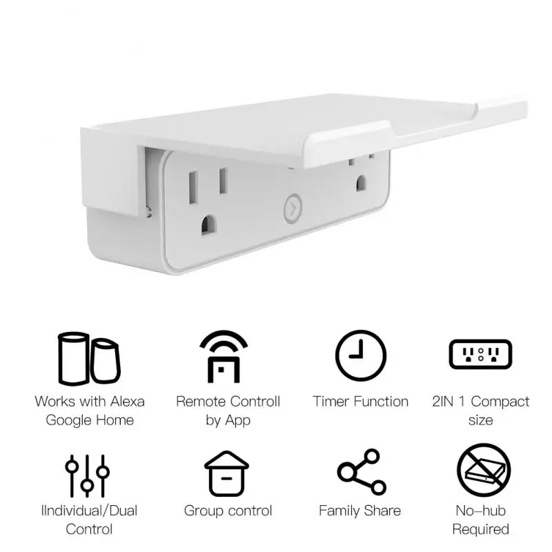 Умная розетка 2 в 1 с Wi-Fi со сплиттером для Tuya Smart Life дистанционным управлением