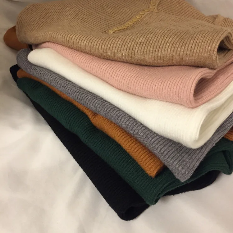Fall Solid Cotton Women Sweater 2022 V-neck Long Sleeve Slim Elastic Pullover Chic Knit Bottoming Clothes 10305 | Женская одежда