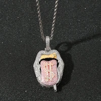 iced out bling tongue dollar tongupendant necklace mirco pave prong setting men women female male fashion hip hop jewelry bp163