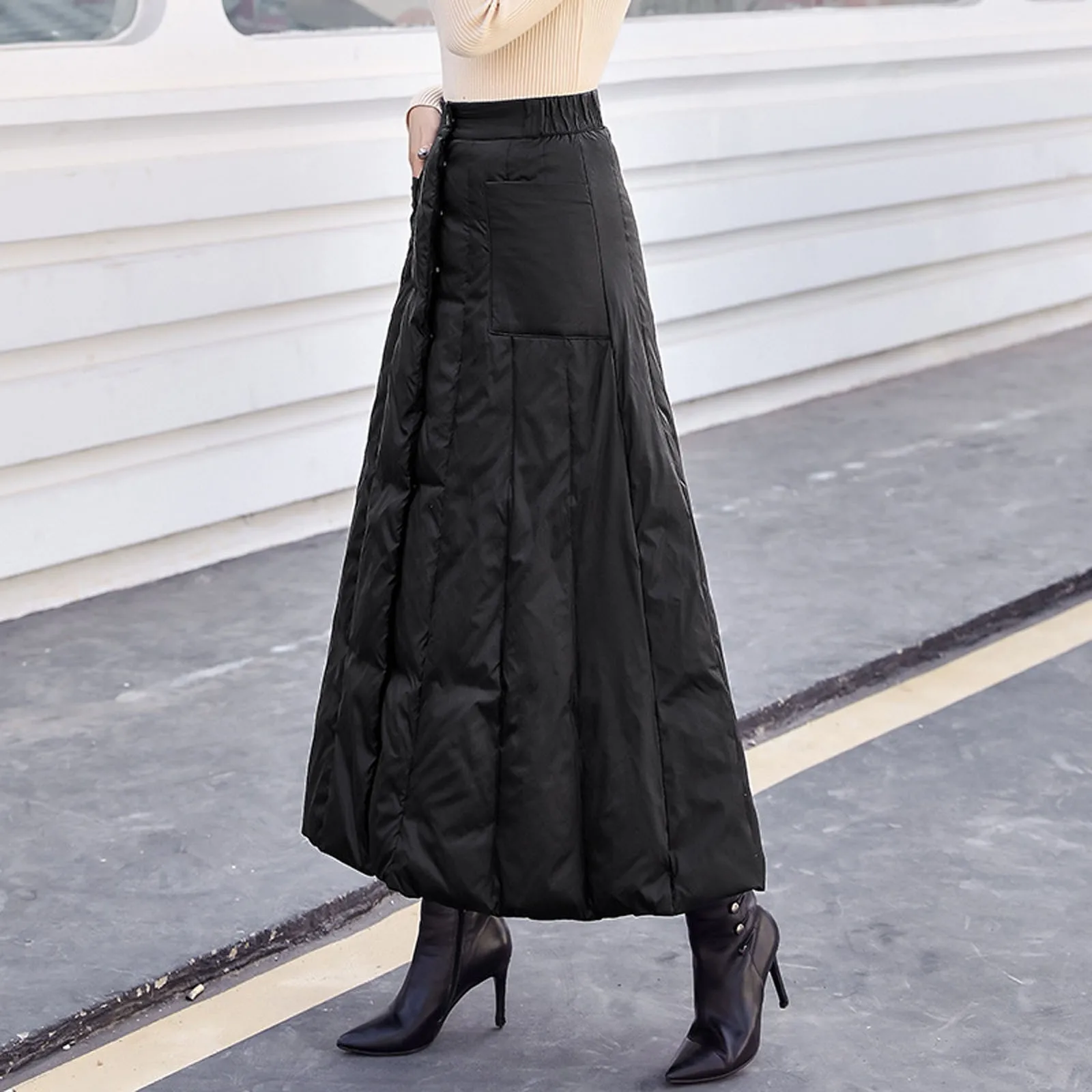 Женская теплая стильная цельная юбка с защитой от холода длинная пуховая запахом