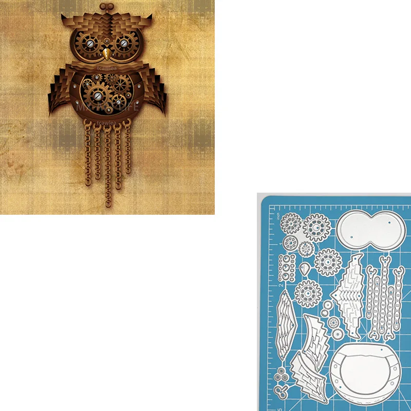 

New Owl Steampunk Metal Cutting Dies Halloween Animals Doll Stencil For DIY Scrapbooking Card Decorative