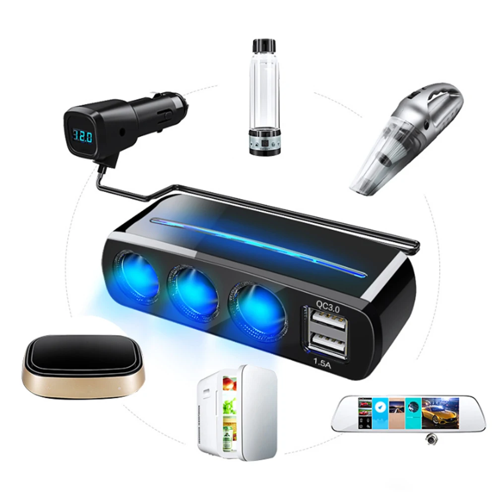 Универсальный 3 гнезда адаптер разветвитель USB зарядное устройство автомобиля 12