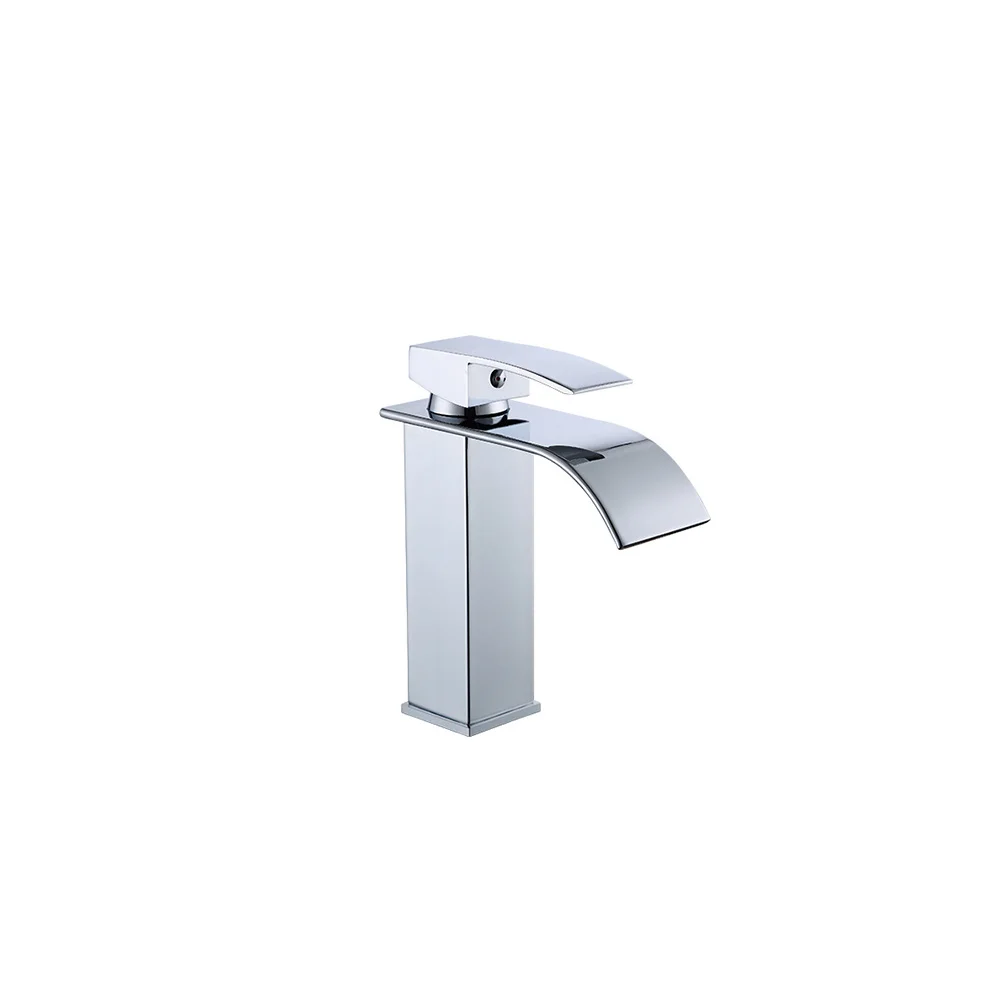 

Modern Bathroom Basin Faucet Waterfall Deck Mounted Cold And Hot Water Mixer Tap Brass Chrome Vanity Vessel Sink Crane