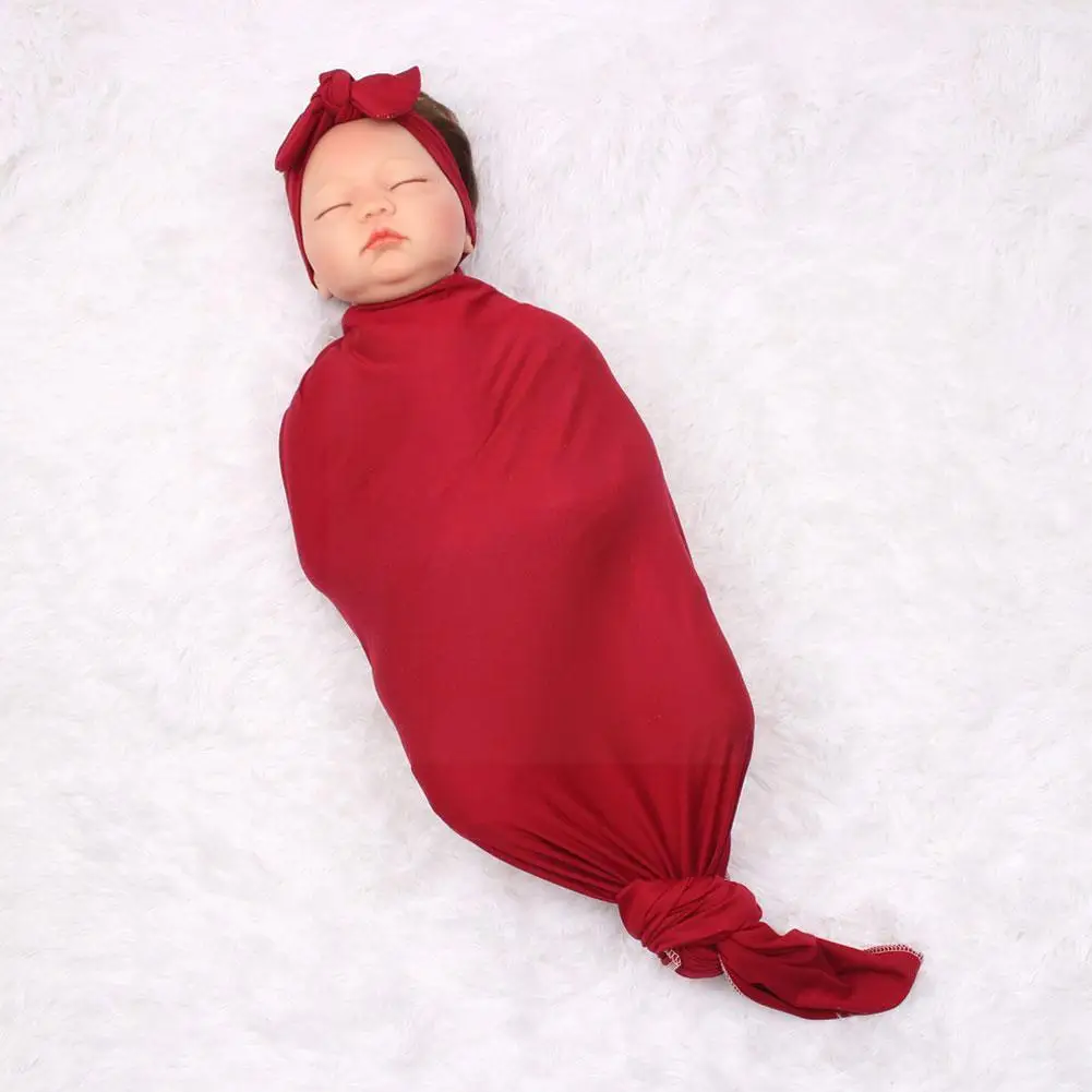 

3 Pcs Cotton Baby Blanket+headband+hat Set Swaddle Wrap Toddler Receiving Hairband Infant Cap Beanie Bonnet Kit Blanket U3u3