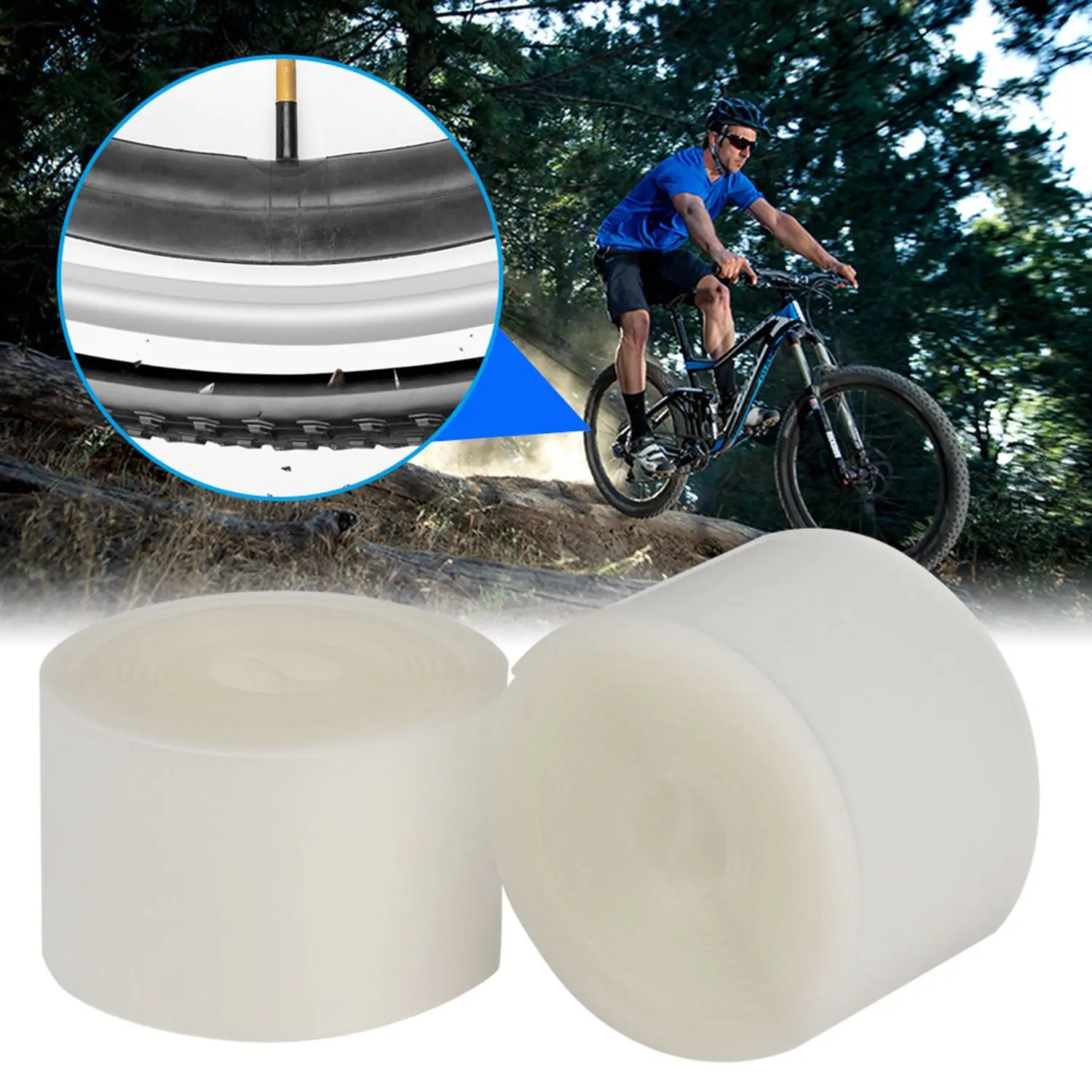 

2pcs Transparent Bicycle MTB Road Proof Belt Tire Liner Puncture Protection Pad Rim Tape Bike Accessories