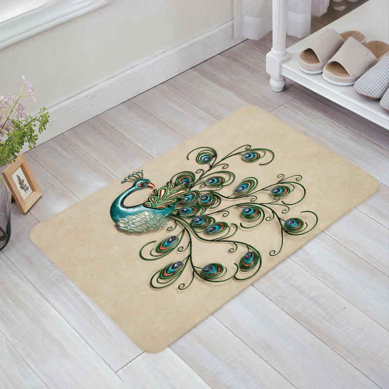Противоскользящие напольные коврики с павлином коврик для входной двери