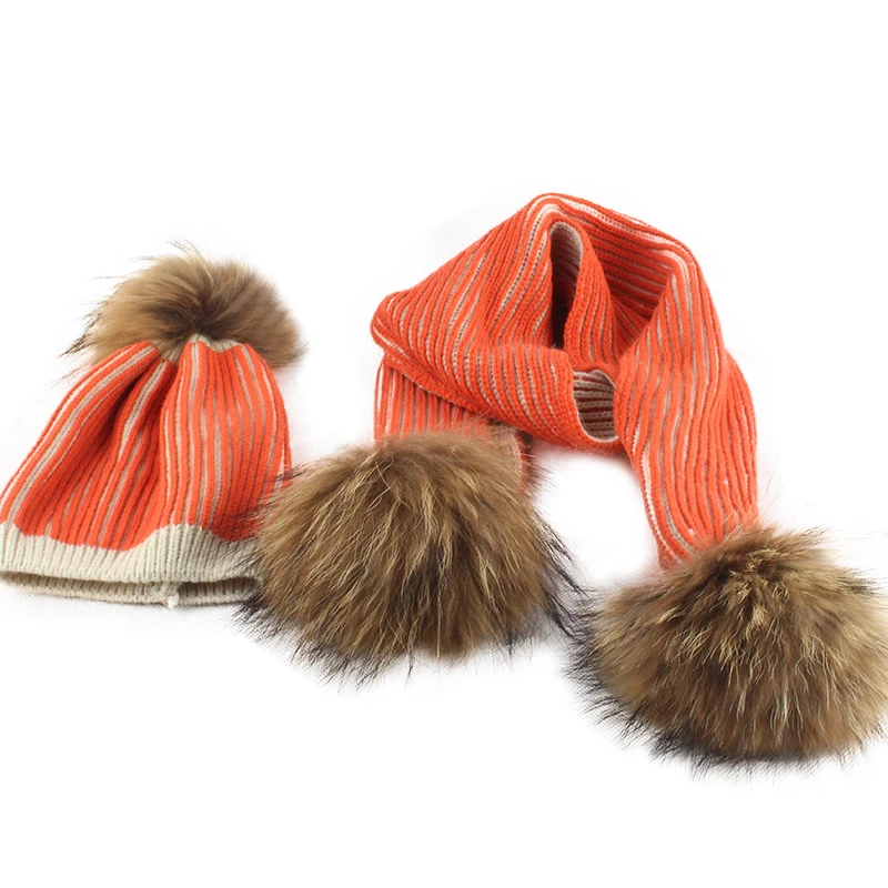 Шапка и шарф зимний детский комплект из двух предметов шерстяная вязаная шапка