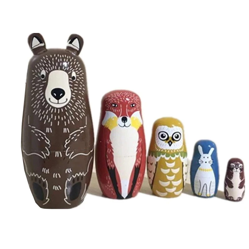 

Bear Russian Dolls Handmade Basswood Nesting Dolls Set Dolls Toys Home Decor Toys