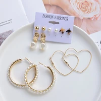 6pcs big hoop earrings for women jewelry freshwater pearl stud earrings rose gold earrings loops beautiful women gift