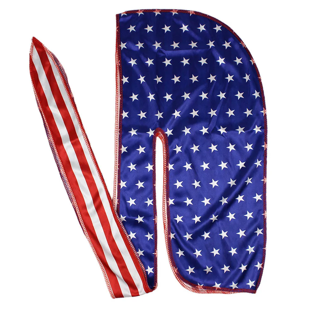 Мужская атласная ткань Durag с принтом денег тюрбан печатный флаг бандана шелковая