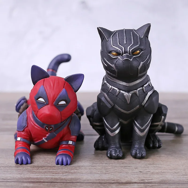Avengers Cosplay Deadpool / Black Panther Cat PVC Figure Collectible Model Toy