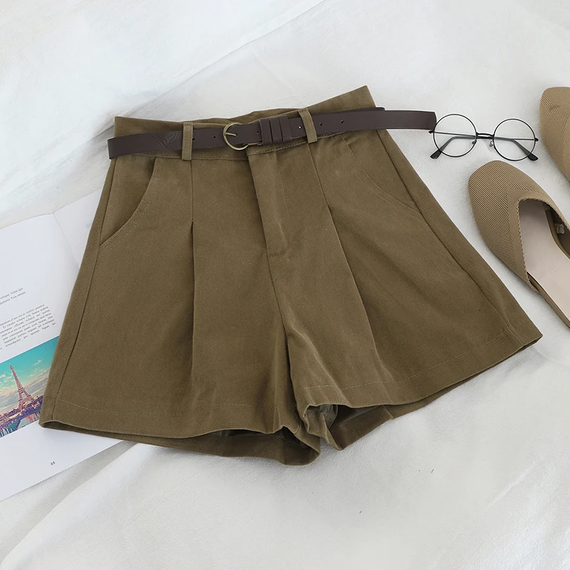 Шорты женские с широкими штанинами и высокой талией на осень/зиму | Женская