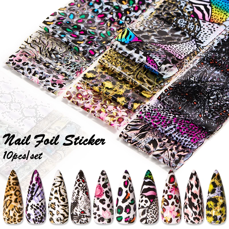 Фото Леопардовые сексуальные животные наклейки для ногтей мраморные слайдер дизайна
