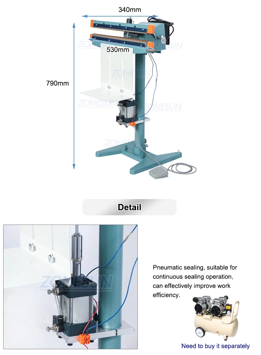 ZONESUN ZS-FK450D Pneumatic Heat Sealing Machine